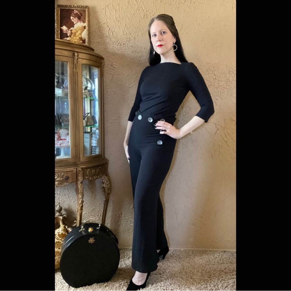 Kate Spade Black Slash Boatneck 3/4” Elbow Sleeve Cotton Shirt
